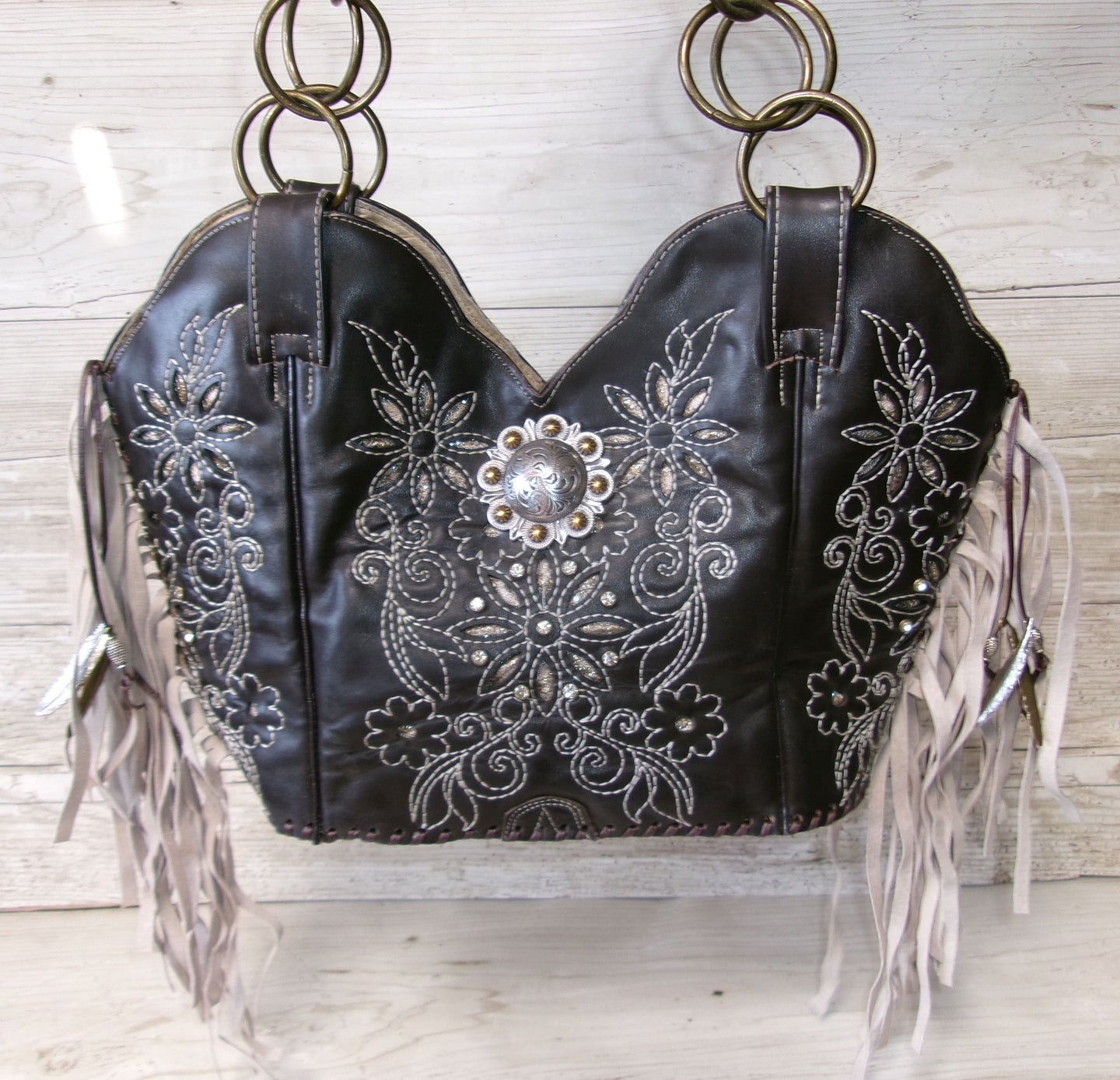 Double Cowboy Boot Purse with Fringe DB353